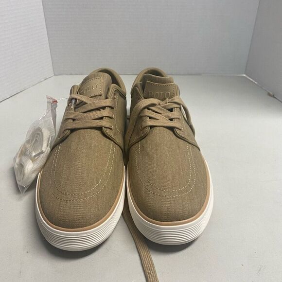 RALPH LAUREN Polo Faxon Low Brown Washed Twill Men’s Sneakers Lace Up Size 11.5D - Picture 12 of 12